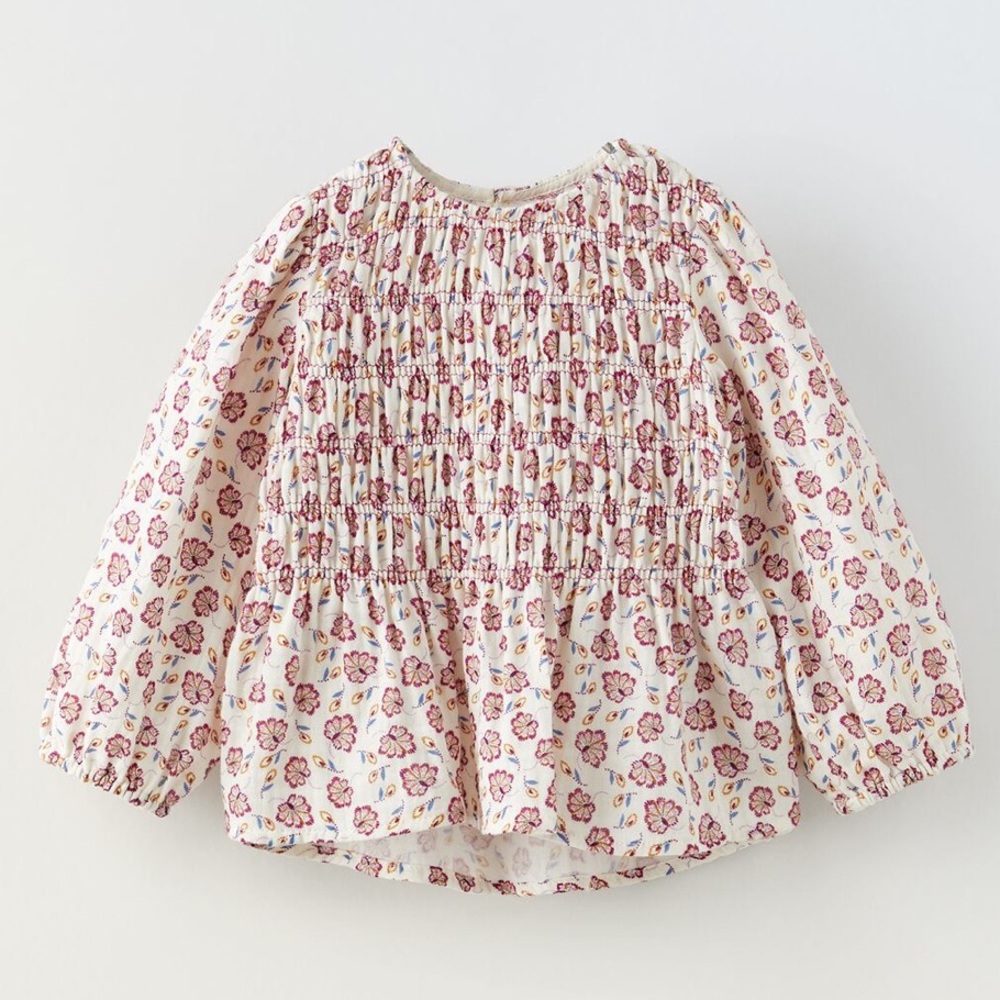 Zara Smocked Floral Top